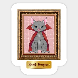 Kawaii Vampire Cat in an Antique Frame Sticker
